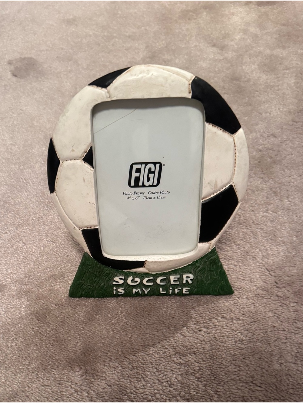 FIGI Soccer Ball Photo Frame in Black, White & Green